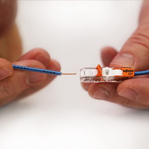 Image of 221-2401 | WAGO Lever-Nuts Inline Splicing Connector | for Solid and Stranded Conductors | 2-Conductor with Operating levers | 20-12 AWG | Transparent housing | White Cover | [Bag of 500 Pieces]