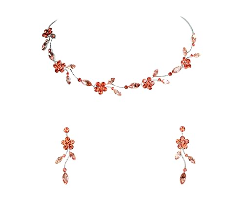 Image of Faship Gorgeous Rhinestone Crystal Floral Necklace Earrings Set