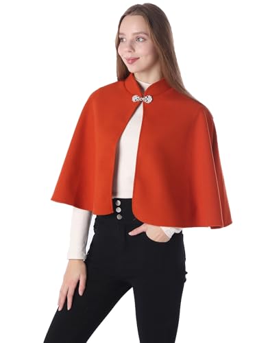 Baoqiya Wool Blend Capelet Capes Hooded Warm Poncho Bridal Stole Cape shawl for women