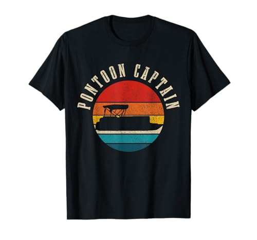 Pontoon Captain Vintage Pontooning Barca Barca divertente Mens Maglietta