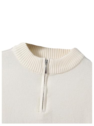 Floerns Boy's Striped Color Block Sweater Quarter Zip Mock Neck Long Sleeve Knitted Pullovers3