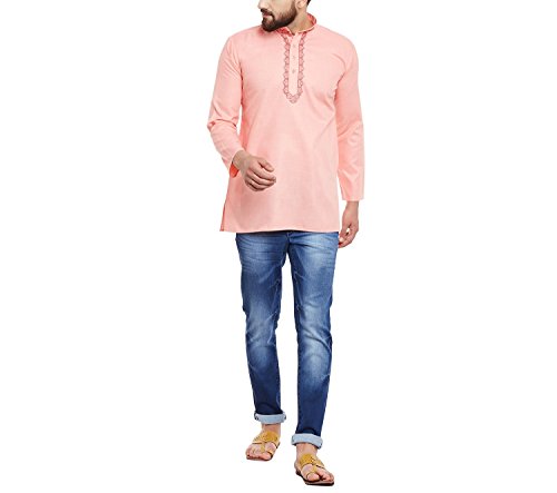 Kurta corto para hombre de algodón Sojanya para verano en blanco