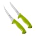 Cook N Home Boning Knife Set 2-Piece, 6-inch High Carbon German Stainless Steel Flexible Curved and Straight Stiff Boning Kitchen Knives, Ergonomic Handle, Green
