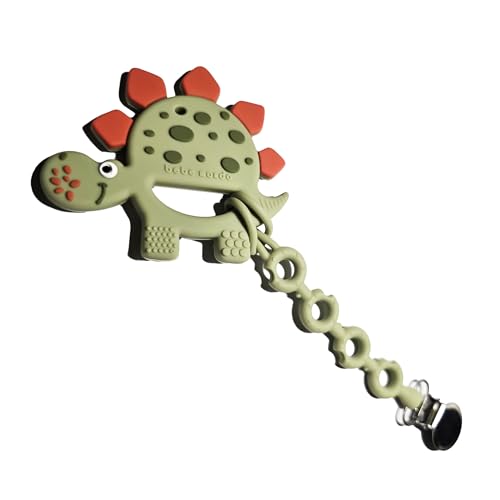 Teething Toys 3-6 Months with Pacifier Clip, Baby Teether 6-12 Months,Silicone Teethers, Soft-Textured Infant Toys for Teething Relief & Brain Development, Baby Newborn Essentials-Olive Color