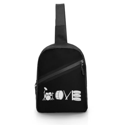 Love Drum Sling Backpack Crossbody Shoulder Bag Casual Chest Bag Travel Hiking Daypack