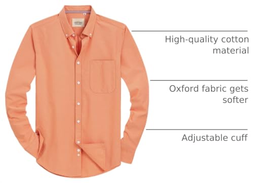 Image of Alimens & Gentle Mens Solid Oxford Shirt Long Sleeve Dress Shirt Work Casual Button Down Shirts with Pocket
