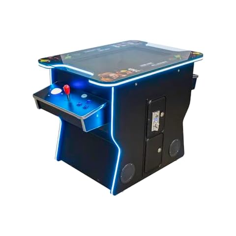 West State Gamerooms Cocktail Arcade Machine with LEDs– 516 Games in 1 Arcade Game Cabinet – Pre-Assembled 2 Player Retro Video Game Table 26-Inch Screen and 2 Chrome Bar Stools – Commercial Grade Cover