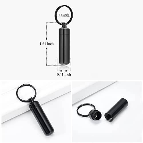 RIPFEVURN Cremation Jewelry Cylinder Urn Keychain for Ashes for Women Men Memorial Keepsake Pendant(Black)2