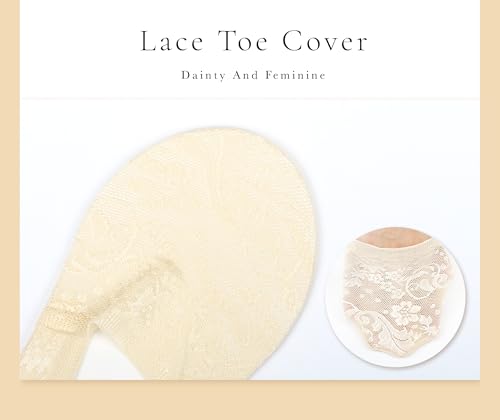 Panda Bros Women No Show Socks, Lace Socks Non Slip Invisible Socks for Women, Low Cut Womens Socks with Lace Trim, 3 Pairs4