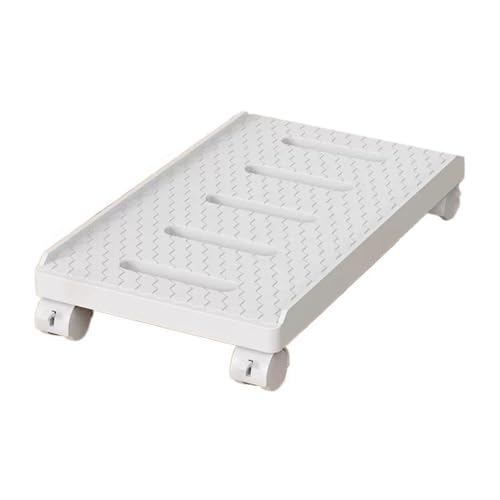 Soporte móvil para CPU con ruedas giratorias, soporte ajustable para torre de PC, carrito debajo del escritorio, soporte de CPU para oficina en casa, carrito de piso con cerradura en color blanco