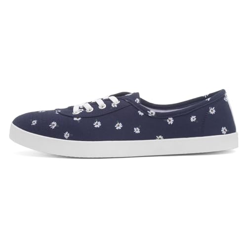 Lilley Womens Navy Daisy Print Slip On Canvas Shoe - Size 6 UK - Blue