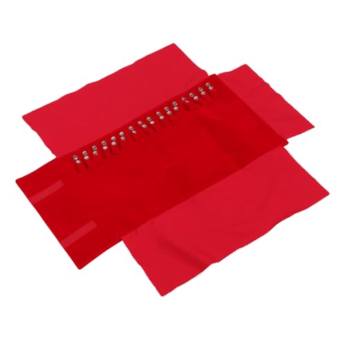 NOLITOY Organizador de Joyas Enrollable Rojo para Viaje Estuche Plegable Antirayaduras para Collares y Pulseras Bolsa Portátil para Almacenamiento Seguro de Accesorios