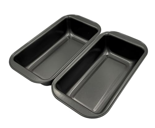 Hilltop Supplies Moldes para hornear pan, acero al carbono, antiadherentes, aptos para alimentos, moldes para hornear pan, 25 cm x 13 cm, lata individual de Laof, paquete de dos moldes para pan, molde