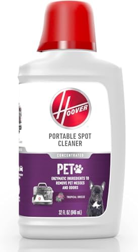 Hoover Solution nettoyante portable pour taches d'animaux de compagnie, formule pour moquette et tapisseries, formule de 946 ml, blanche, AH31710