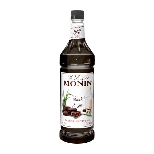 Image of Monin - Black Sugar Syrup, Versatile Flavor, Natural Flavors, Great for Coffees, Cocktails, Shakes, and Kids Drinks, Non-GMO, Gluten-Free (1 Liter)