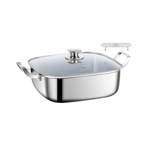 Qobvoeh 蒸し器 316ステンレス製蒸し鍋 ステンレス 三段 家庭用蒸し器 角型蒸器蒸し料理調理器具 多機能 お手入れが簡単 白色 (30cm シングルレイヤー)