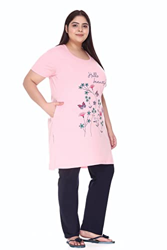 Image of In Love Women's Plus Size Graphic Printed Cotton Night Suit Set Short Sleeve