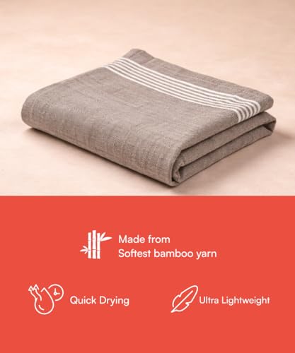Image of Thirsty Towel, Bamboo Towels for Bath, Super Soft Slub Towel & High Absorbency Towels, Light Weight, & Quick Dry Towels for Bath Large Size, Towel for Bath Men, Women & Kids (Pack of 1 - Brown Malt)