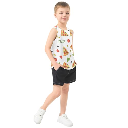 J JOYSAY Cartoon Tomato Pizza Boys Tank Top Sleeveless Muscle Shirts Quick Dry Active Sport Workout Kids T-Shirts 3-15T4