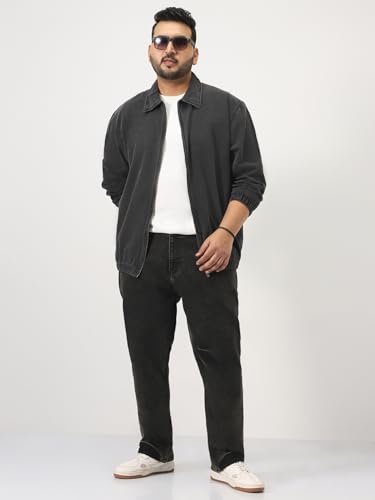 Image of Urbano Plus Men's Relaxed Fit Full Sleeve Harrington Denim Jacket