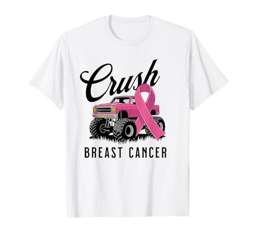 Crush Breast Cancer Awareness Monster Truck Nastro Rosa Maglietta