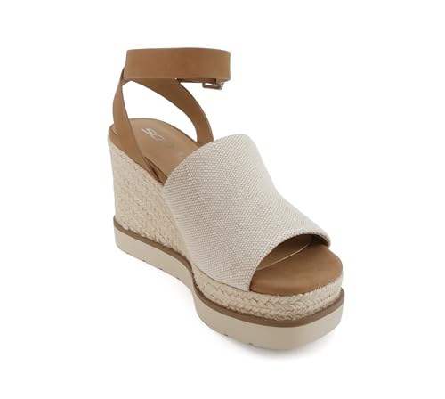 Image of Soda inchStella inch ~ Women Square Peep Toe Single Band Platform Espadrille Wedge Sandals with Adjustable Ankle Strap