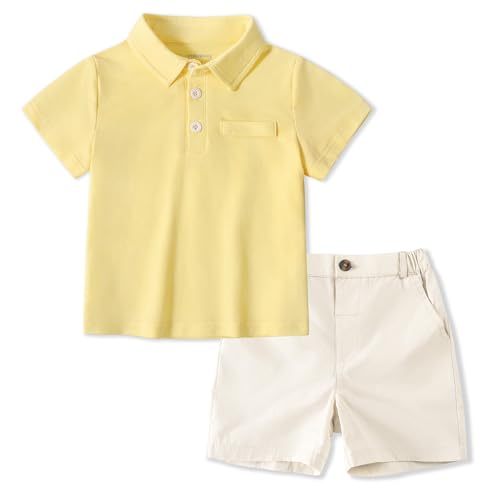 Image of Volunboy Baby Boy Summer Clothes Short Sleeve Polo Shirts Shorts Set Pique Beach Outfits
