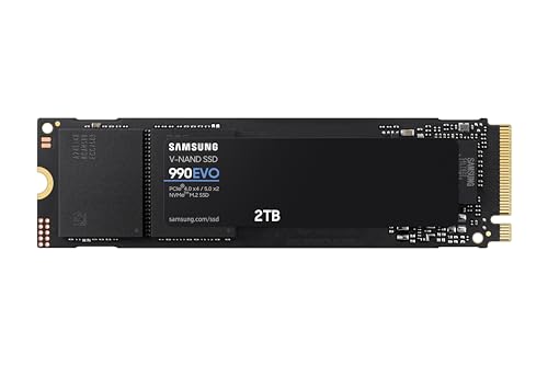 Samsung Memorie MZ-V9E2T0BW 990 EVO SSD Interno da 2TB, PCIe 4.0 x4 / 5.0 x2 NVMe 2.1