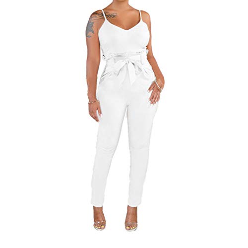 Iymoo Womens Spaghetti Strap Bodycon Tank One Piece Jumpsuits Rompers Playsuit White 2Xl #TOP2