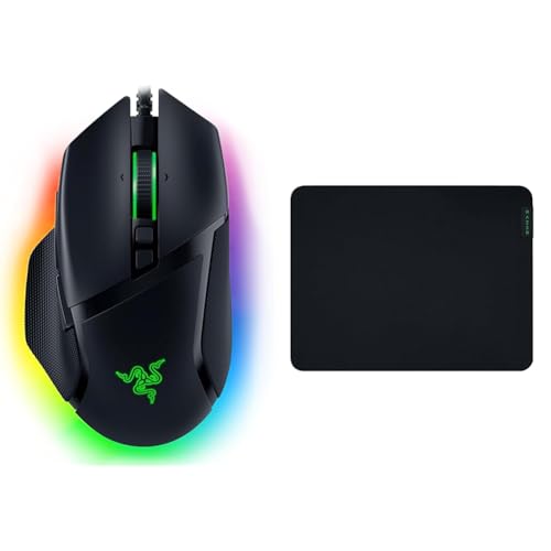 Razer Basilisk V3 - Kabelgebundene, anpassbare Gaming Maus mit Chroma RGB für PC/Mac Schwarz & Gigantus V2 Medium - Weiches Gaming-Mauspad für schnelle Spielstile, 360 x 275 x 3mm - Schwarz