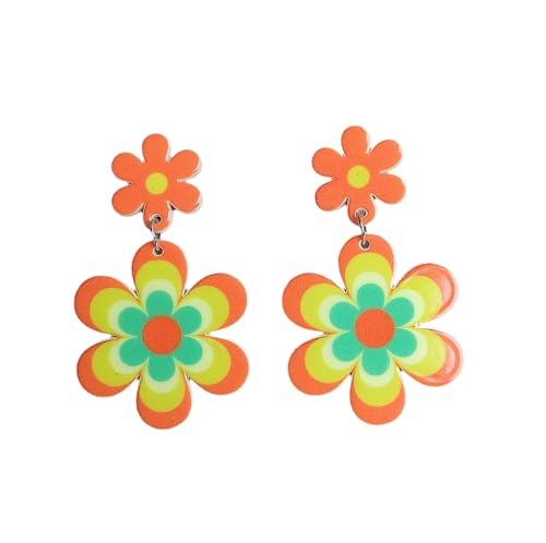 Floral Daisy Flower Dangle Earrings Y2k Vintage Resin Bohemian Lightweight Acrylic 60S 70S Party Mother's Day Valentien's Day Graduation Gift for Women