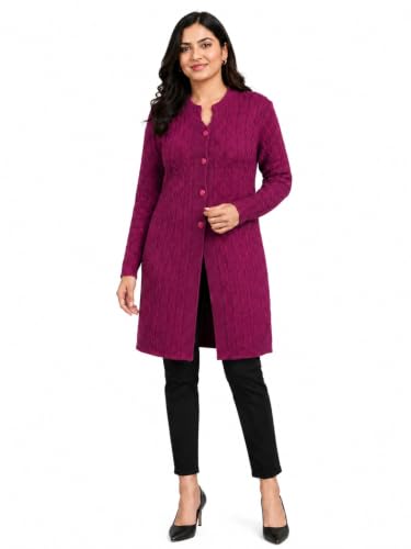 Image of HAUTEMODA Women's Wool Banded Collar Cardigan