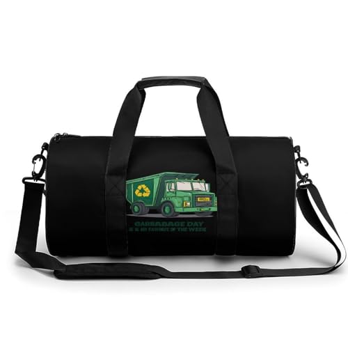 Garbage Truck Sports Gym Bag Travel Duffel Workout Bag with Adjustable Strap