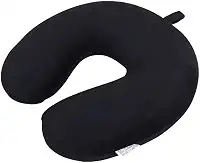 Travesseiro Almofada Para Viagem Pescoço Peluciada Premium com Enchimento de Fibra de Silicone Super Macia e Confortável (Preto)