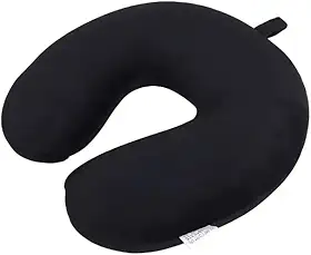 Travesseiro Almofada Para Viagem Pescoço Peluciada Premium com Enchimento de Fibra de Silicone Super Macia e Confortável (Preto)