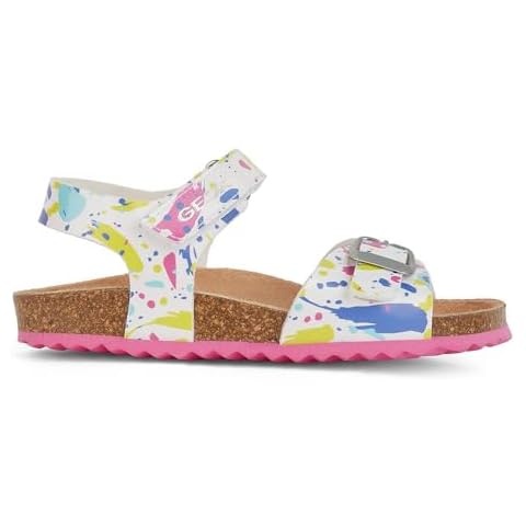 Geox Girl's J Adriel C Sandal in White Fuchsia Cover