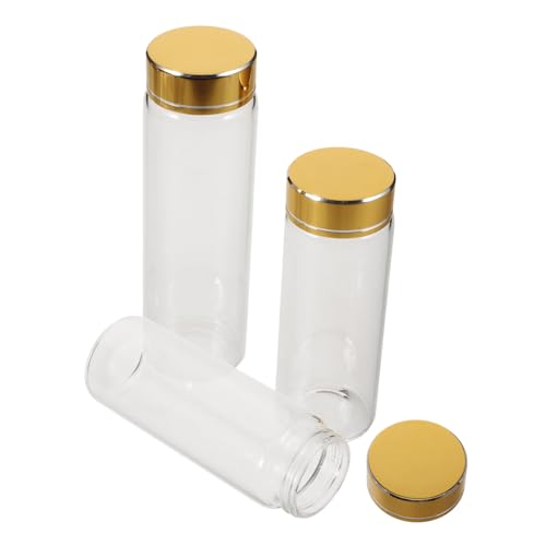 CIYODO 3pcs Glass Scientific Test Tube Vials with Caps Transparent Glass Vials Small Decorative Vials Aluminum