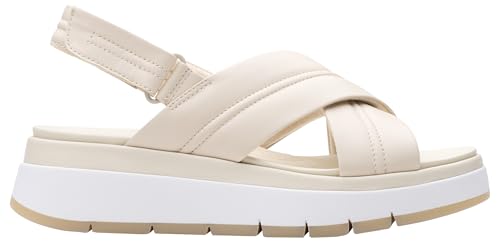 Clarks Tuscan Cross, Sandalia Mujer, Cream Leather, 38 EU