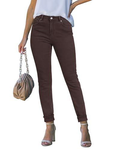 luvamia Skinny Jeans for Women Trendy High Waisted Fold Hem Slim Fit Stretchy Denim Pants Jeggings Jeans with Pockets