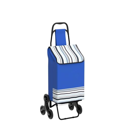 VOUNOT Folding Shopping Trolley on 6 Wheels, Stair Climbing Shopping Cart, Grocery Trolley, Blue