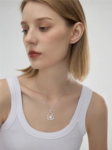 Dorunmo Father Daughter Necklace 925 Sterling Silver Daughter Necklace from Dad Heart Pendant I Love You Forever Mother's Day Jewelry for Women2