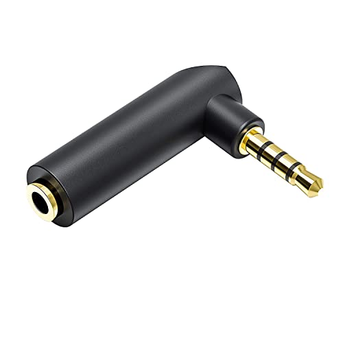 CABLEPELADO Adaptateur audio Jack 3,5 mm angle coudé 90 ° à 4 broches | Adaptateur casque Jack 3,5 mm avec microphone 4 broches | Compatible avec PS5/PS4, Casques, haut-parleurs, PC, mobile Cover