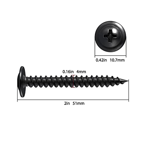 Image of (100 pcs)#8x2 inch Black Truss Head Wood Screws Quick Metal Self Tapping Zinc Oxide