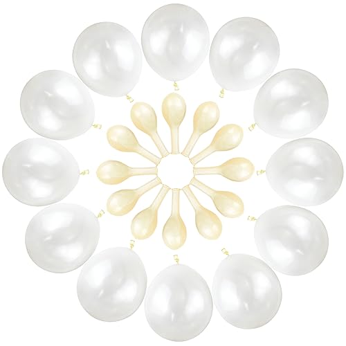 Image of 120 Pack Pearl White Balloons, Bright 12 inch Royal White Latex Party Balloons for Birthday Wedding Baby Shower Halloween.