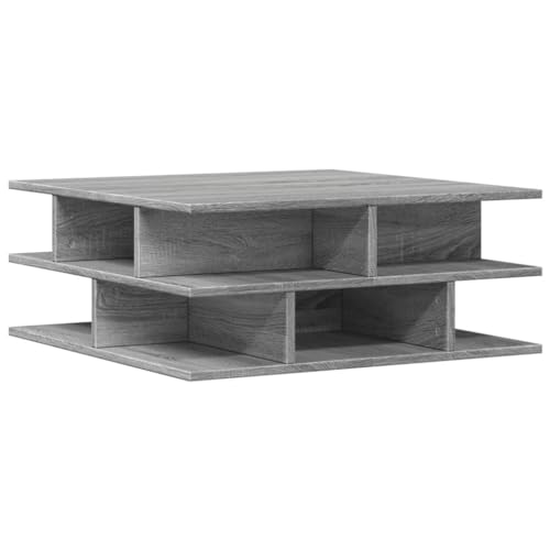 vidaXL Grey Sonoma Square Coffee Table - Engineered Wood, Durable Side Table with Storage, 70x70cm, Ideal for Living Room & Lounge Areas