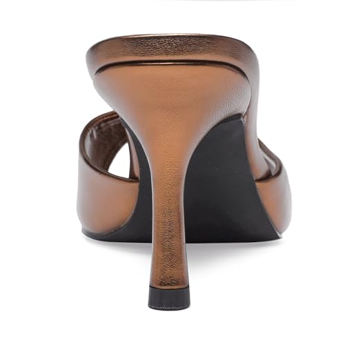 Image of Riekhany High Heel Mules for Women Slip On Open Pointed Toe Classy Patent Leather Stiletto Pumps Formal Slingback Mule Sandals Dress Walking Shoes