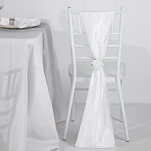 BalsaCircle 5 White Crinkle Accordion Taffeta Chair Sashes - Wedding Party Ceremony Reception Dinner Catering Decorations Supplies
