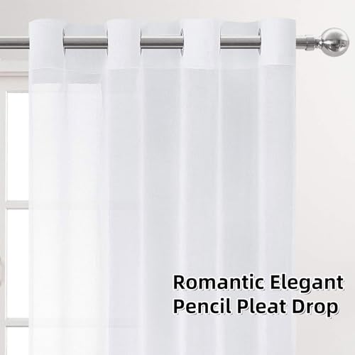 Cortinas salon modernas para dormitorio blanco translúcido con ojales 4