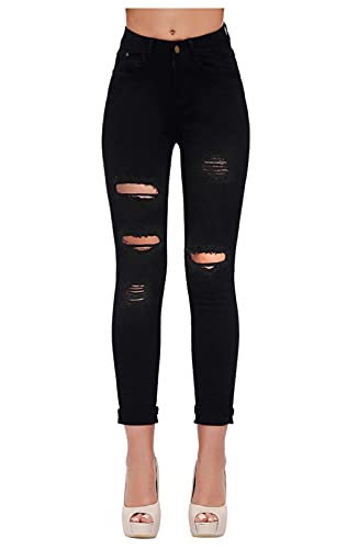 Image of Women's High Waisted Jeans for Women Ripped Skinny Stretch Jeans Distressed Butt Lifting Denim Pants