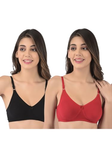 Image of Softline Women's Cotton Rich Wire-Free Non-Padded Encircled Support Bra Combo | Seamless, Breathable & Soft Fabric | Full Coverage & Everyday Comfort (Pack of 2)